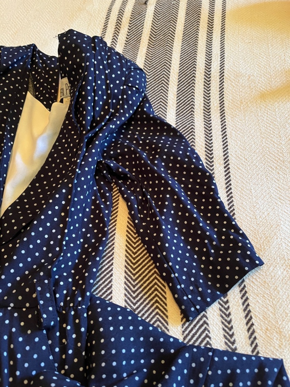 Vintage Navy Polka Dot Midi Dress with Wrap Bodice made in USA - Picture 14 of 14
